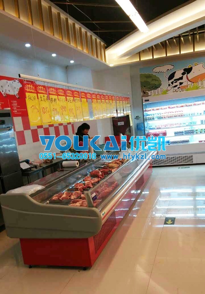 天津生鲜超市鲜肉柜风冷无霜平口冷藏柜案例