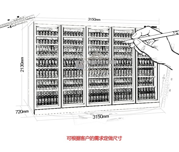 五门便利店饮料展示柜（外置压机）