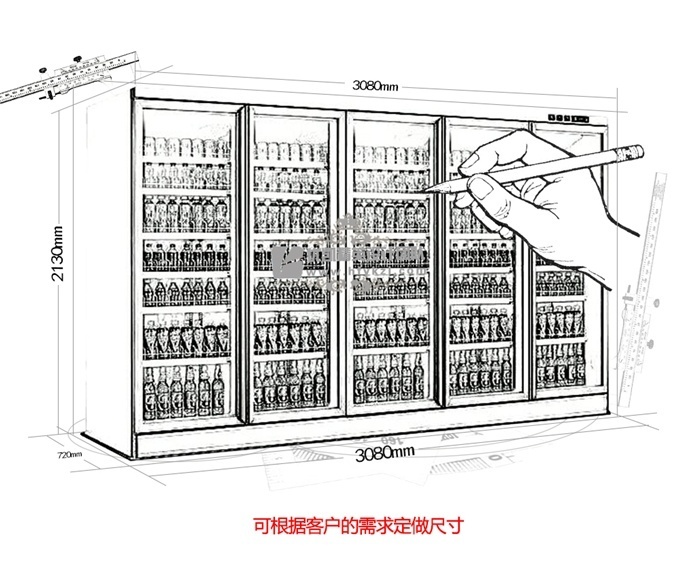 五门风冷玻璃门陈列柜（外置机）