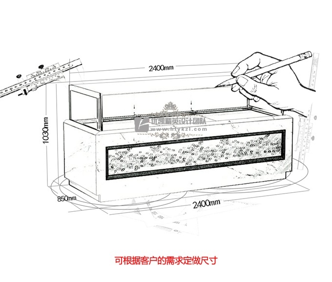 优凯-豪华直角雕刻蛋糕展示柜