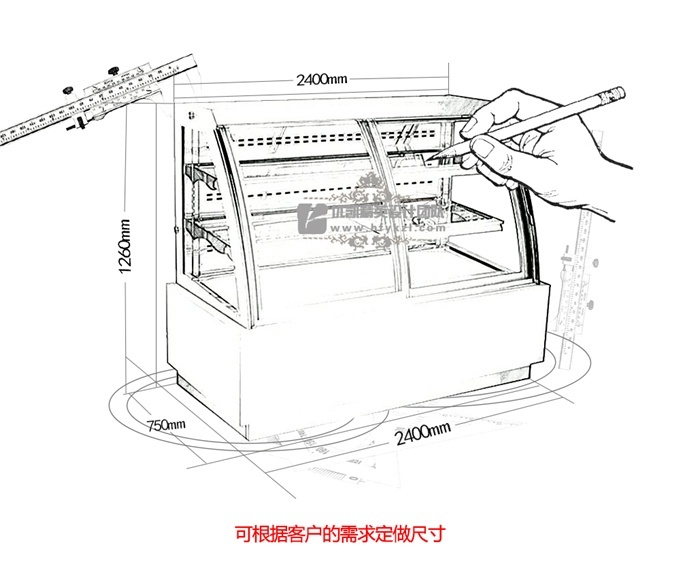 优凯-VIP-HY1弧形前移门蛋糕柜