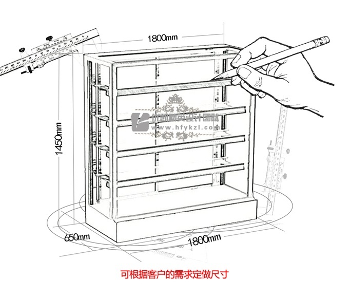 直角5层蛋糕模型柜