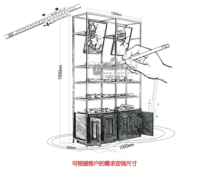 16TE-MB-A豪华铁艺单边面包柜