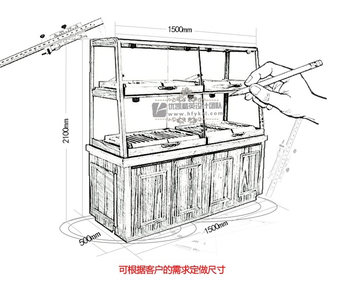 MB-16A3木质单边面包柜