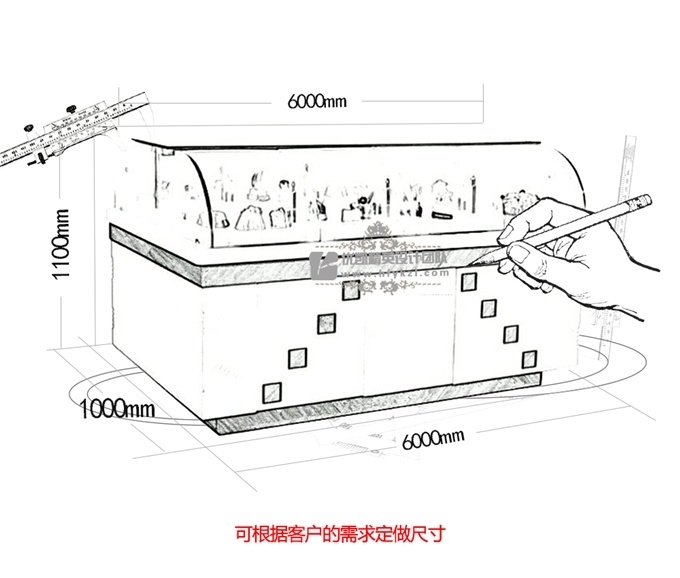 MB-ZDB单层弧形弹力门面包柜