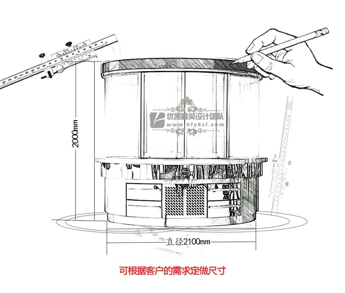 DG-KW圆柱形展示蛋糕柜